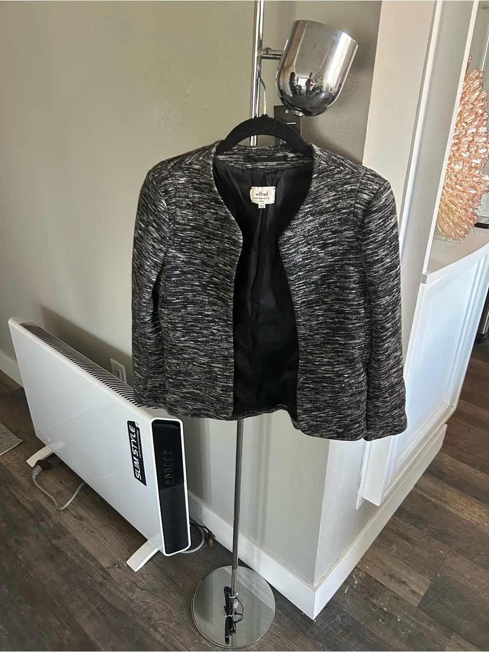 Wilfred Black & Gray Textured Open-Front Blazer